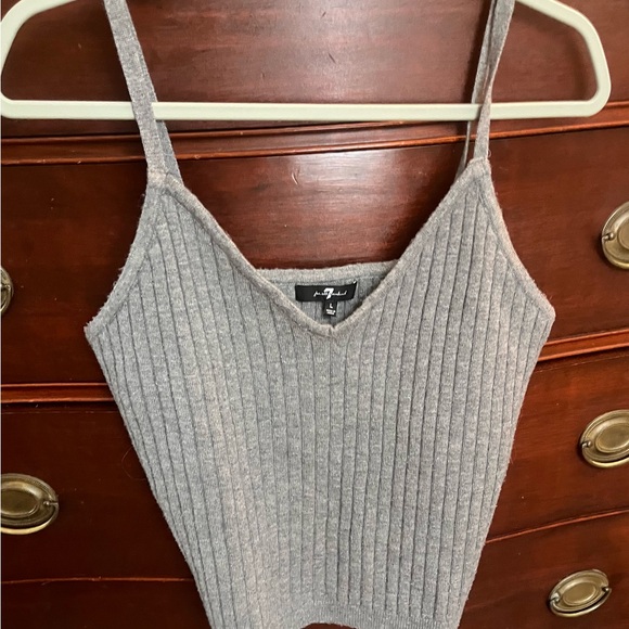 7 For All Mankind Gray Ribbed Cardigan & Cami Set - Picture 3 of 5